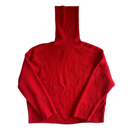 H&M Red Ribbed Turtleneck Sweater Women’s Size L Long Sleeve Knit Pullover - Picture 2 of 7